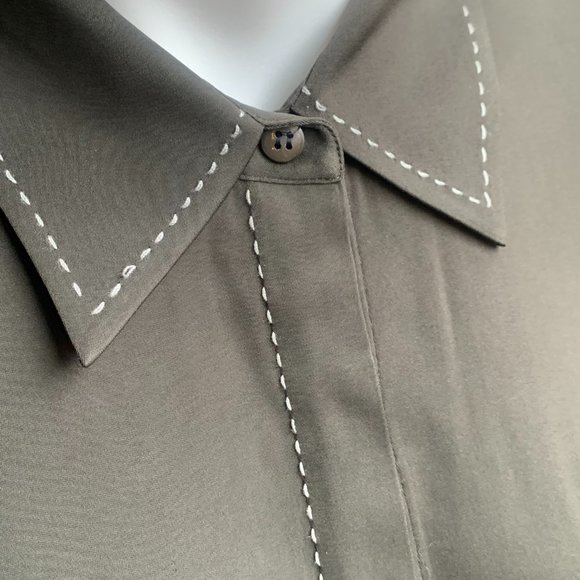 SIGRID OLSEN Olive Embroidered Silk Blouse XS - Picture 3 of 8